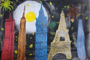 Night of the city buildings